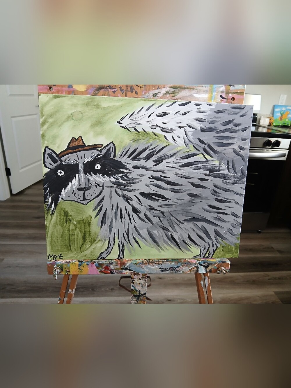 Raccon Painting Folk Art